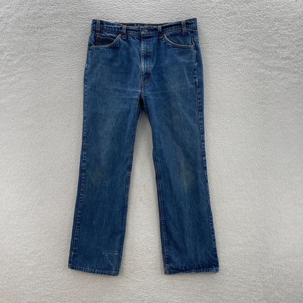 VTG Levis Jeans Men's 35x31* Blue 517 0217 Bootcut Orange Tab Made in USA 80s
